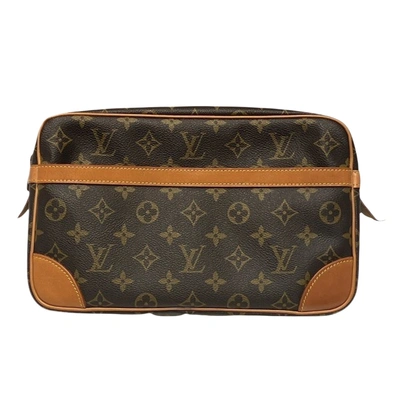 Pre-owned Louis Vuitton Compiegne 28 Brown Canvas Clutch Bag ()