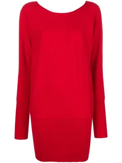 Allude Cashmere Jumper Dress - Red