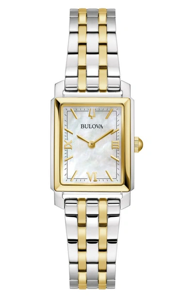 Bulova Sutton Mother-of-pearl Bracelet Watch, 21mm In Two-tone