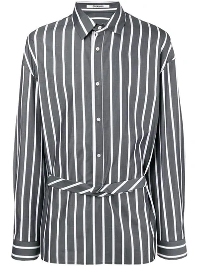 Chalayan Extended Placket Striped Shirt In Grey