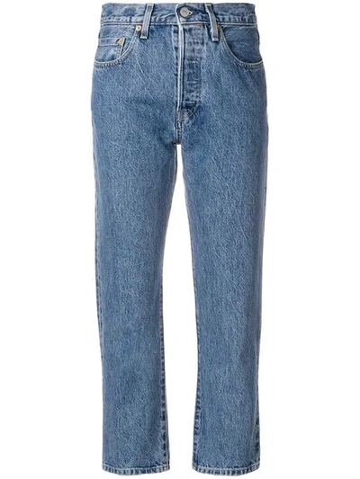 Levi's Cropped Faded Jeans In Blue