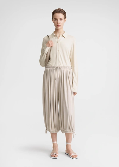 Totême Gathered Jersey Trousers Pebble In Neutral