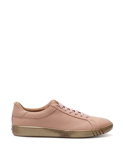 Bally Pink Leather Sneakers In Neutral