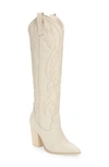 Steve Madden Lasso Knee High Western Boot In Bone Leather