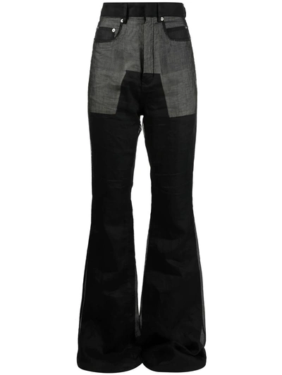 Rick Owens Bolan Flared High-waisted Jeans In Black