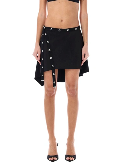 Attico The  Mini Skirt With Snaps In Black