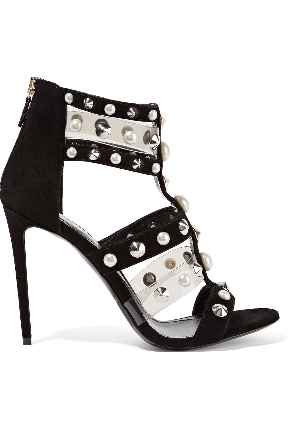 Nicholas Kirkwood Caspia Pearl And Stud-embellished Suede And Pvc ...