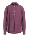 Gran Sasso Man Shirt Mauve Size 48 Linen In Purple