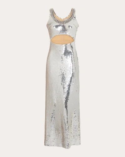 Rabanne Women's Sequin Cutout Maxi Dress In Silver