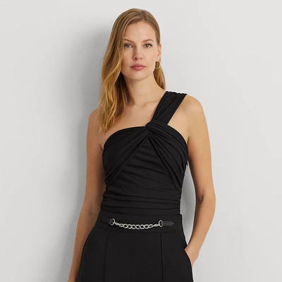 Lauren Ralph Lauren Twist-front Jersey One-shoulder Top In Black