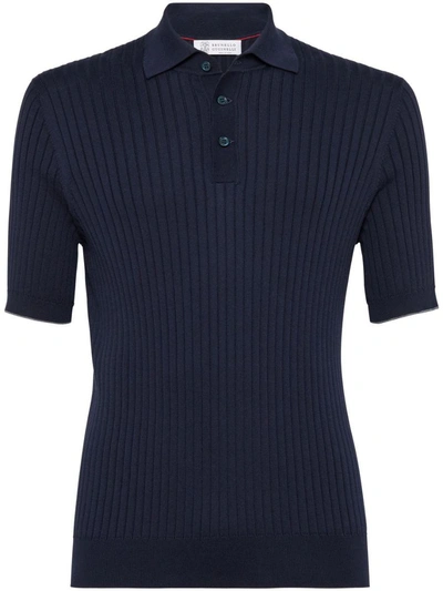 Brunello Cucinelli Short Sleeves Polo Clothing In Blue