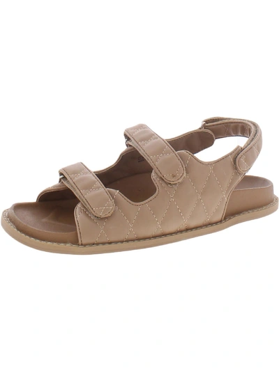 Madden Girl Bradley Womens Faux Leather Adjustable Footbed Sandals In Beige