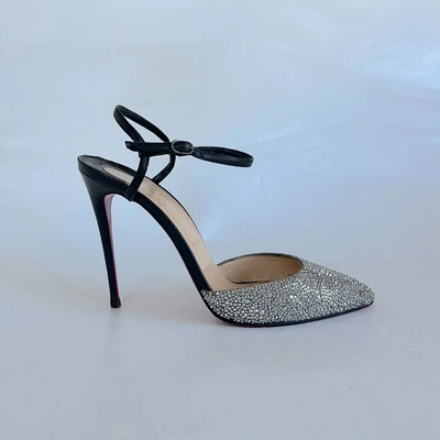 Pre-owned Christian Louboutin Grey/black Suede And Leather Rivierina Strass Pumps, 40