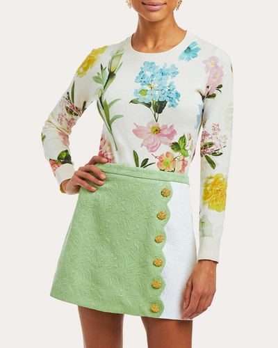 Mestiza Women's Winslet Embroidered Mini Skirt In Green White