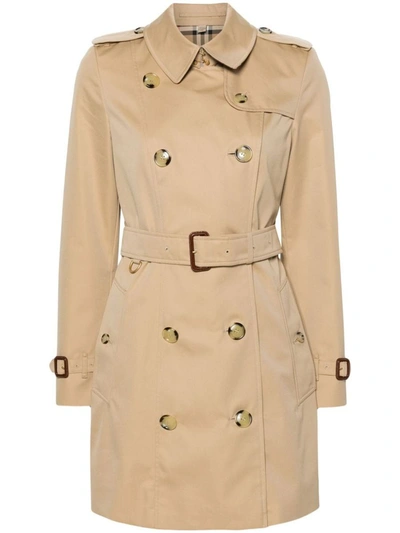 Burberry Double-breasted Trench Coat In Neutrals