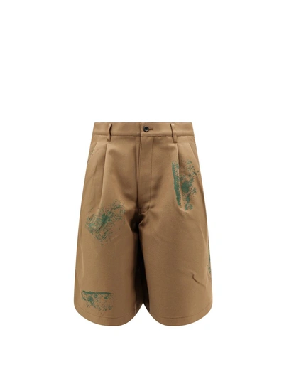 Comme Des Garçons Nylon Bermuda Shorts With Coloured Print In Brown
