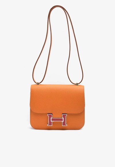 Hermes Constance 18 In Orange Epsom Leather With Rubis Lacquer Hardware