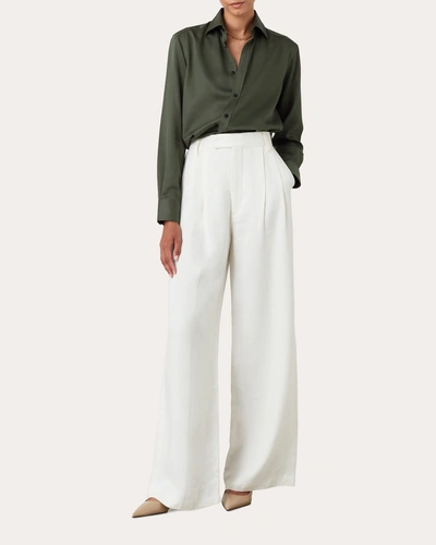 With Nothing Underneath Women's The Boyfriend Tencel Shirt In Green