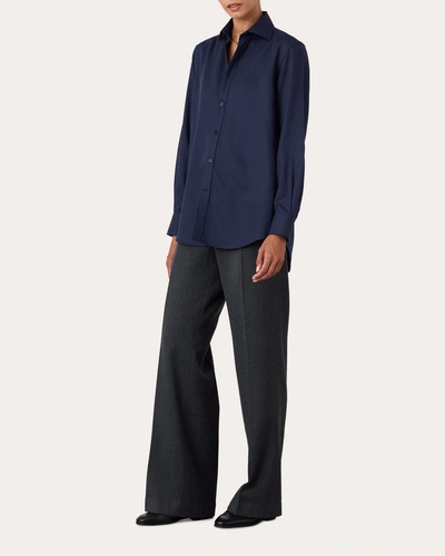 With Nothing Underneath Women's The Tencel Boyfriend Shirt In Blue