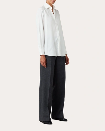 With Nothing Underneath Women's The Tencel Boyfriend Shirt In White