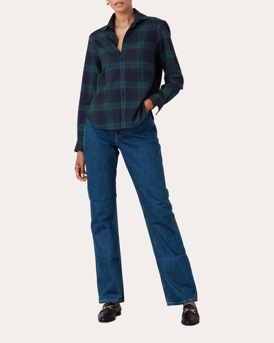 With Nothing Underneath Women's The Classic Linen Plaid Shirt In Green
