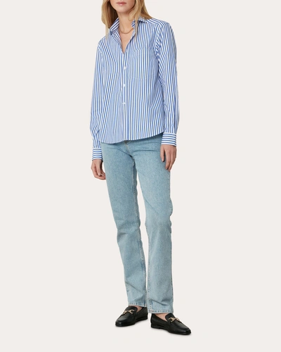 With Nothing Underneath Women's The Classic Striped Cotton-poplin Shirt In Blue