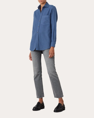 With Nothing Underneath Women's The Brushed Boyfriend Shirt In Blue