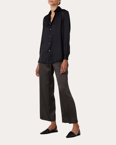 With Nothing Underneath Women's The Boyfriend Silk-satin Shirt In Black