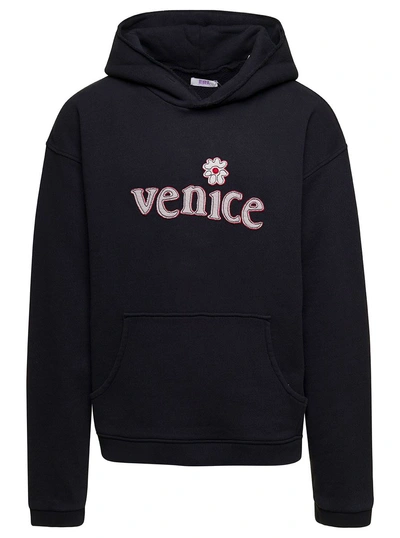 Erl Venice Cotton Hoodie In Black