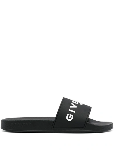 Givenchy Black Rubber Logo Sliders