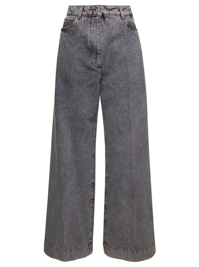 Etro Grey Bootcut Jeans With Pagasus Patch In Cotton Denim Woman