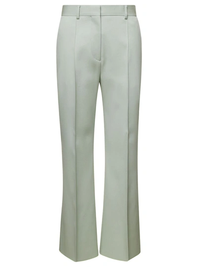 Lanvin Light Green Flared Trousers In Wool Woman