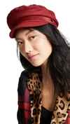 Rag & Bone Calf Hair-trimmed Wool-blend Cap In Red Melange