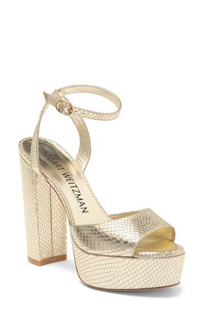 Stuart Weitzman Ryder Ii Platform Sandal In Platino