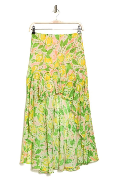 Vici Collection Positano Bloom High-low Midi Skirt In Lime Multi