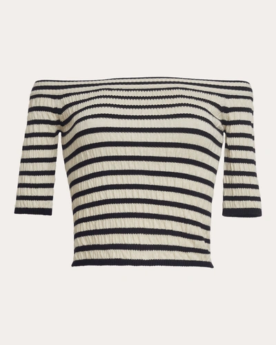 Eleven Six Women's Helene Stripe Off-shoulder Sweater In Ivory & Black Stripe