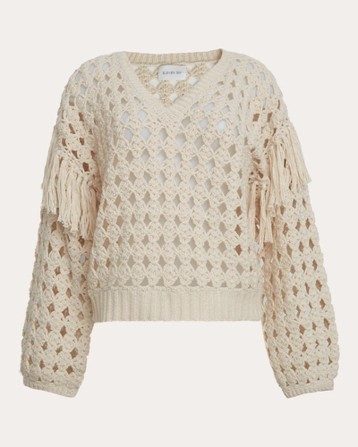 Eleven Six Women's Greta Crocheted Fringe Sweater In White