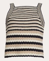 Eleven Six Women's Terra Stripe Crochet Tank In Ivory/black/sand/stripe