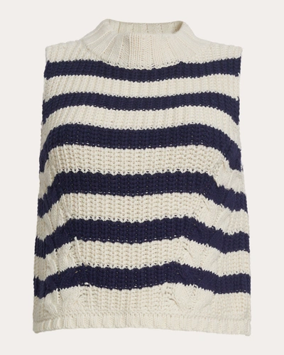 Eleven Six Women's Lily Stripe Sweater Tank In Ivory & Navy Stripe