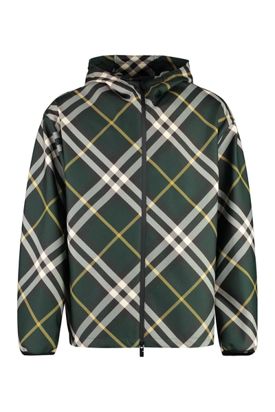 Burberry Technical Fabric Hooded Jacket In Green