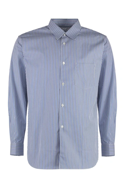 Comme Des Garçons Forever Striped Shirt With Chest Pocket In Blue