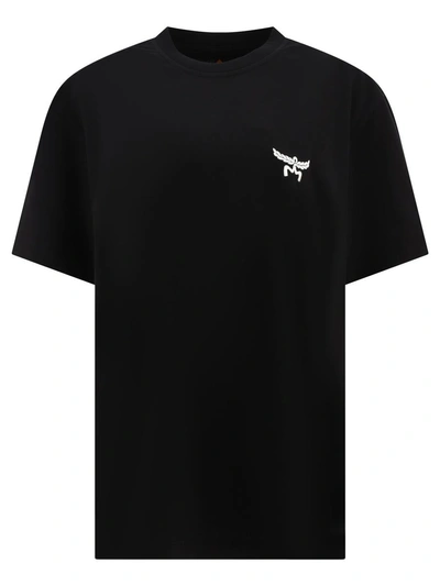 Mcm T-shirt With Embroidered Logo In Black