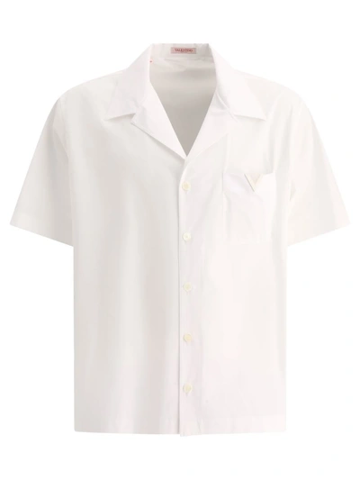 Valentino Bowling Shirt With Rubberised V Detail In White