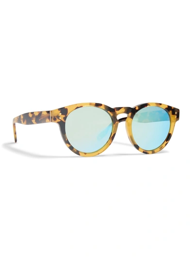 Faherty Stinson Sunglasses In Yellow Tortoise/blue Mirror