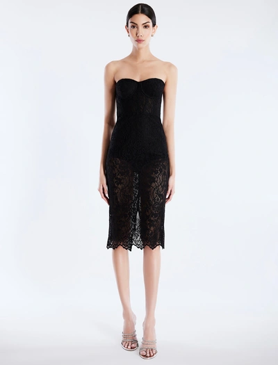 Bcbgmaxazria Becca Lace Midi Dress In Black