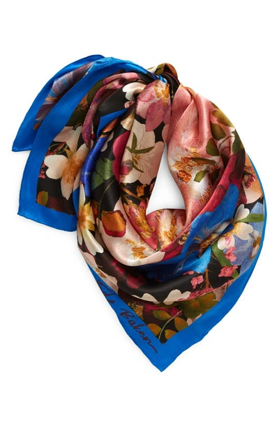 Ted Baker Naomiea Floral Silk Square Scarf In Black Floral Multi