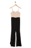 Vici Collection Cherie Colorblock Jumpsuit In Beige/ Black