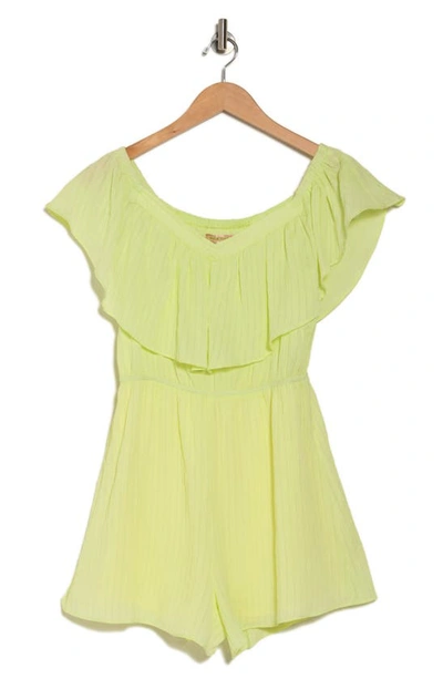 Vici Collection Nolita Off The Shoulder Romper In Lime