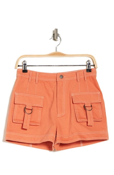 Vici Collection Malaya Cotton Twill Cargo Shorts In Orange