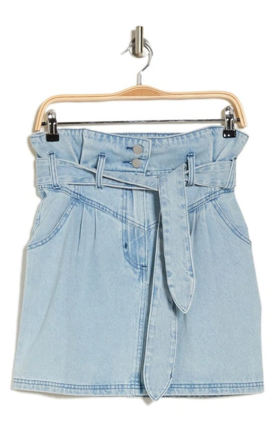 Vici Collection Route 66 Paperbag Waist Denim Skirt In Light Wash